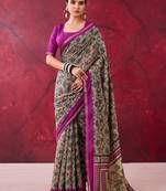 Magenta elegant polyester viscose chanderi saree with zari weaving & printed design