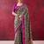 Magenta elegant polyester viscose chanderi saree with zari weaving & printed design