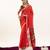 Red premium muga cotton saree with rajwadi weaving, lotus buttis & contrast blouse