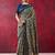 Navy blue elegant polyester viscose chanderi saree with zari weaving & printed design