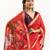 Red premium muga cotton saree with rajwadi weaving, lotus buttis & contrast blouse