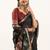 Black premium muga cotton saree with rajwadi weaving, lotus buttis & contrast blouse