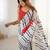 Off white heavy chinon printed saree with pape mirror work & mirror border | designer party & wedding wear saree
