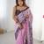 Onion pink heavy chinon printed saree with pape mirror work & mirror border | designer party & wedding wear saree