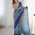 Royal blue heavy chinon printed saree with pape mirror work & mirror border | designer party & wedding wear saree