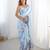 Light sky blue heavy chinon printed saree with pape mirror work & mirror border | designer party & wedding wear saree
