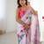 Light pink heavy chinon printed saree with pape mirror work & mirror border | designer party & wedding wear saree