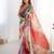 Multicolor heavy chinon printed saree with pape mirror work & mirror border | designer party & wedding wear saree