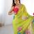 Green heavy chinon printed saree with pape mirror work & mirror border | designer party & wedding wear saree