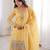 Yellow pure crunchy silk top kurta with sharara & dupatta | fancy embroidery sequence, dori, thread & zari work