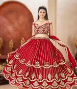 royal red faux georgette lehenga with sequins