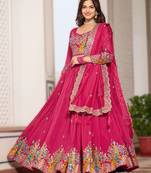 pink vichitra fabric lehenga choli with sequins