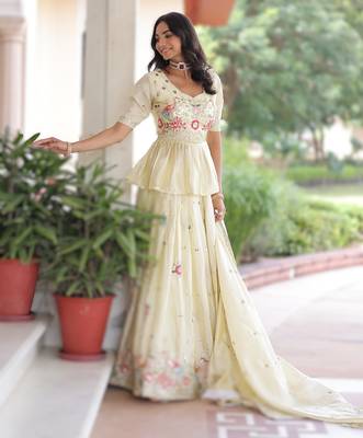 off white sequins & zari embroidered silk lehenga 2