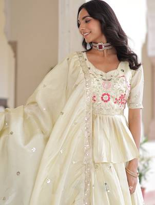 off white sequins & zari embroidered silk lehenga 3