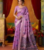 Purple khadi cotton saree with elegant jhallar border