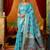 Blue khadi cotton saree with elegant jhallar border