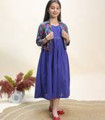 Blue printed cotton dress