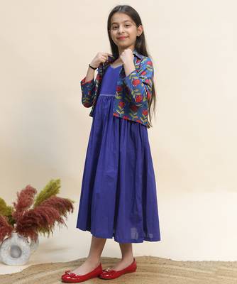 Blue printed cotton dress 2