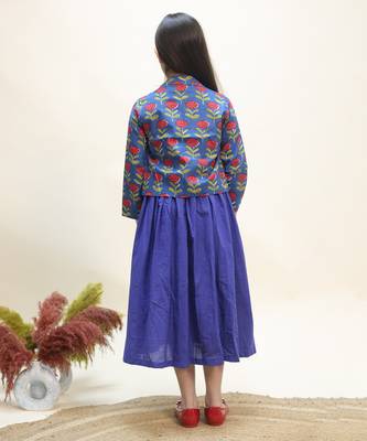 Blue printed cotton dress 3