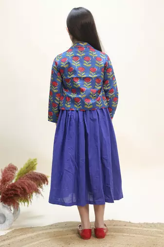 Blue printed cotton dress