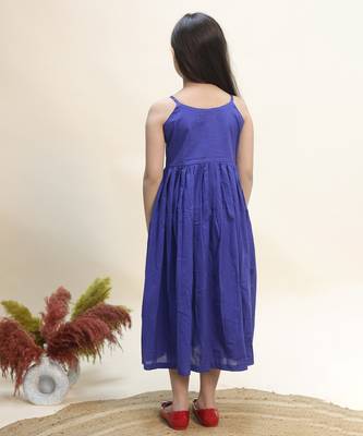 Blue printed cotton dress 4