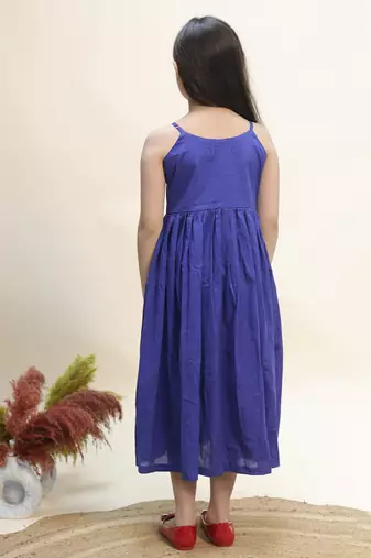 Blue printed cotton dress