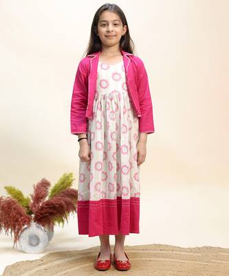 Pink printed cotton dress 1