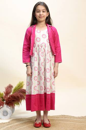 Pink printed cotton dress
