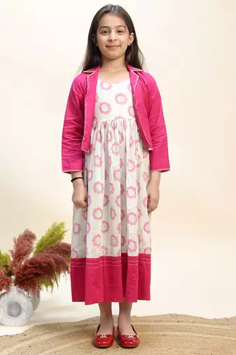 Pink printed cotton dress