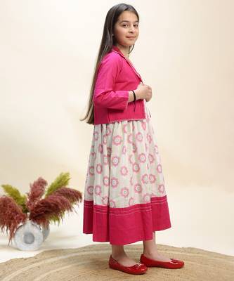 Pink printed cotton dress 2