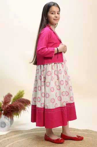 Pink printed cotton dress