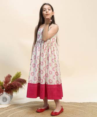 Pink printed cotton dress 3
