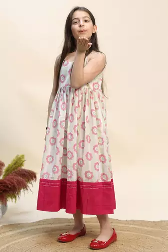 Pink printed cotton dress
