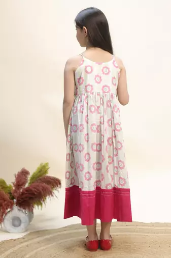 Pink printed cotton dress