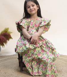 Green printed cotton dress