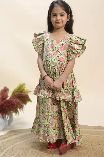 Green printed cotton dress