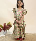 Green printed cotton dress