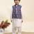 Blue printed cotton kurta jacket set