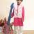 Pink printed cotton kurta jacket set