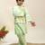 Green printed cotton kurta jacket set