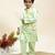 Green printed cotton kurta jacket set
