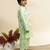 Green printed cotton kurta jacket set