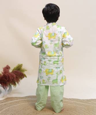 White printed cotton kurta set 4