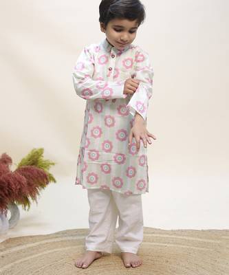 White printed cotton kurta set 2