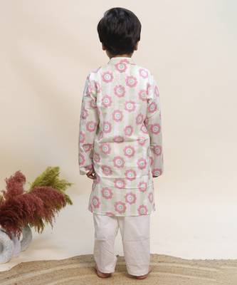 White printed cotton kurta set 4