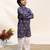 Blue printed cotton kurta set
