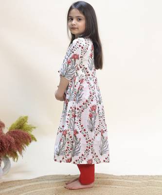 White printed cotton anarkali 3