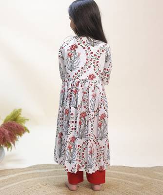 White printed cotton anarkali 4