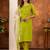 Parrot green embroidered marina silk kurta set with dupatta
