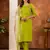 Parrot green embroidered marina silk kurta set with dupatta